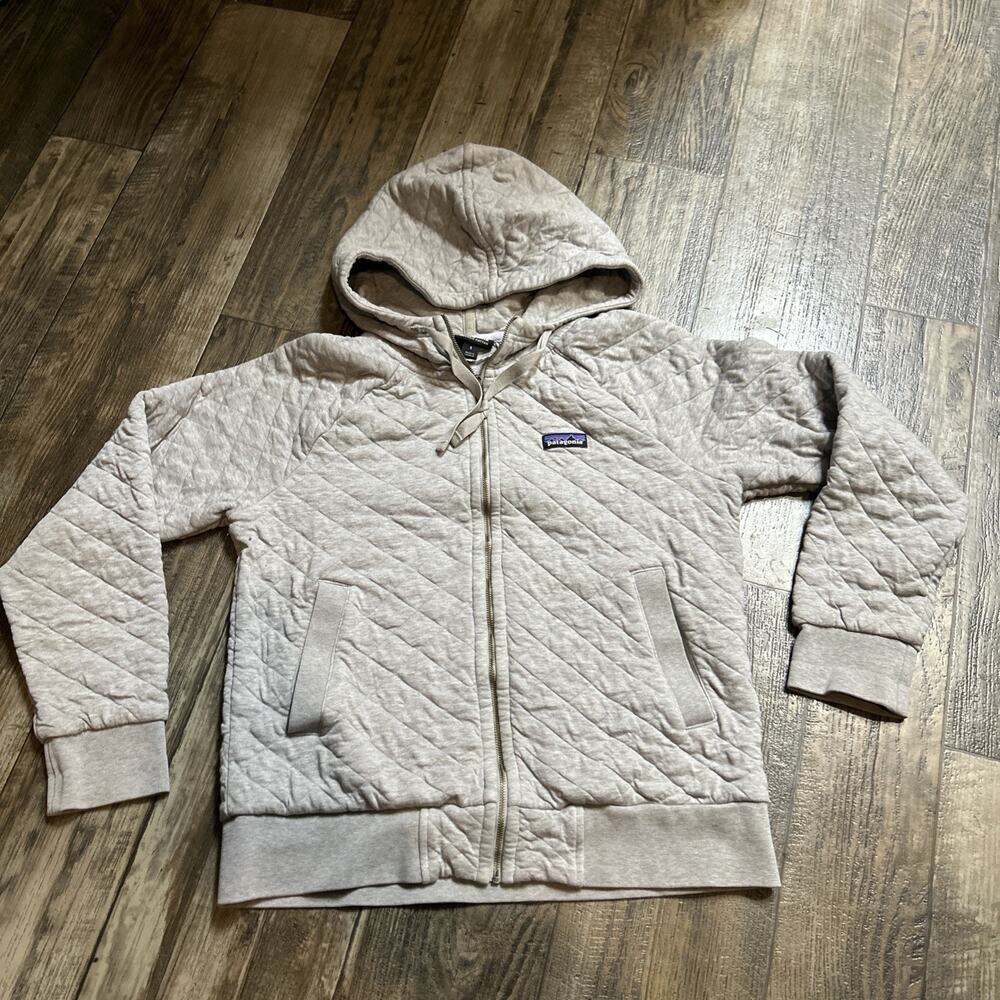 Patagonia Organic Cotton Quilted Full Zip Hoodie Gray Women’s Size Small